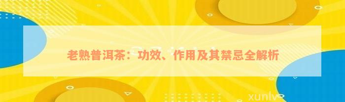 老熟普洱茶：功效、作用及其禁忌全解析