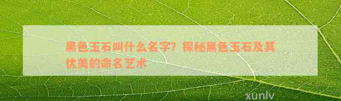 黑色玉石叫什么名字？探秘黑色玉石及其优美的命名艺术