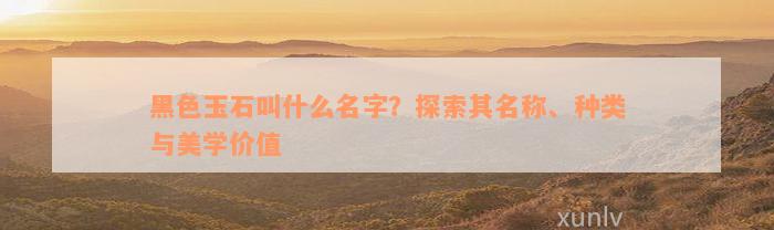 黑色玉石叫什么名字？探索其名称、种类与美学价值