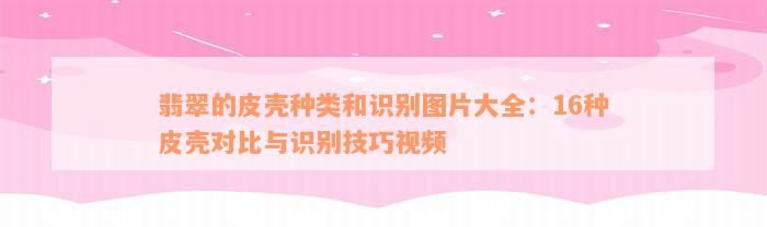 翡翠的皮壳种类和识别图片大全：16种皮壳对比与识别技巧视频