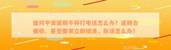 面对平安逾期不停打电话怎么办？逾期会催收、甚至要求立即结清，你该怎么办？