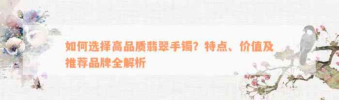 如何选择高品质翡翠手镯？特点、价值及推荐品牌全解析