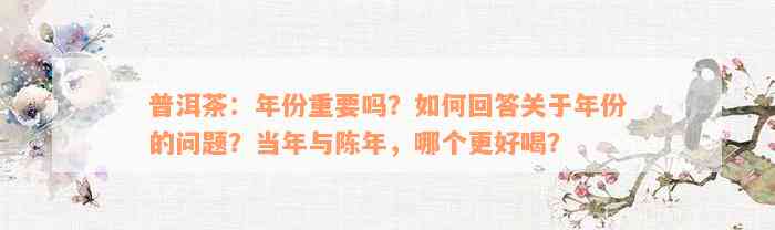 普洱茶：年份重要吗？如何回答关于年份的问题？当年与陈年，哪个更好喝？