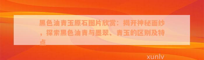 黑色油青玉原石图片欣赏：揭开神秘面纱，探索黑色油青与墨翠、青玉的区别及特点