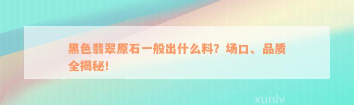 黑色翡翠原石一般出什么料？场口、品质全揭秘！