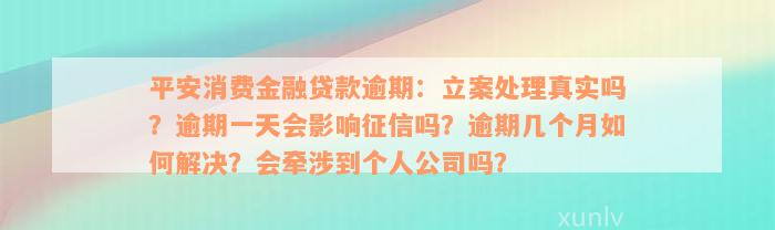 平安消费金融贷款逾期：立案处理真实吗？逾期一天会影响征信吗？逾期几个月如何解决？会牵涉到个人公司吗？