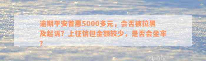 逾期平安普惠5000多元，会否被拉黑及起诉？上征信但金额较少，是否会坐牢？