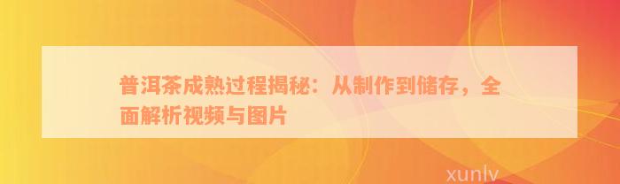 普洱茶成熟过程揭秘：从制作到储存，全面解析视频与图片