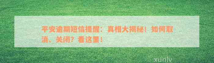 平安逾期短信提醒：真相大揭秘！如何取消、关闭？看这里！