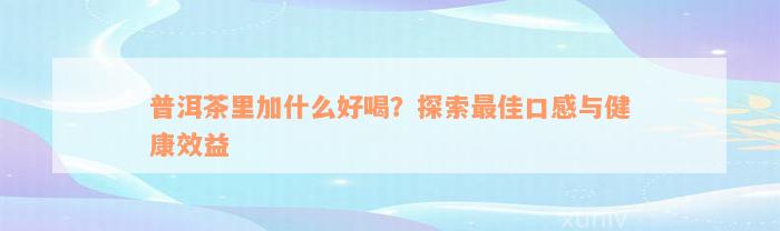 普洱茶里加什么好喝？探索最佳口感与健康效益