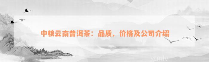 中粮云南普洱茶：品质、价格及公司介绍