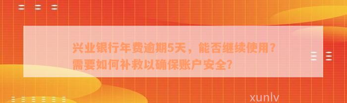 兴业银行年费逾期5天，能否继续使用？需要如何补救以确保账户安全？