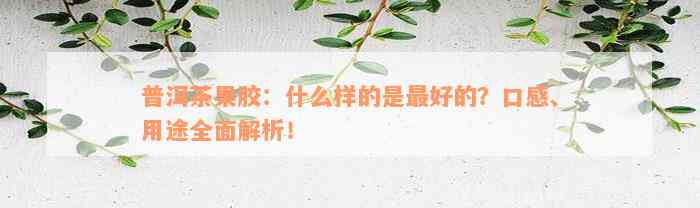 普洱茶果胶：什么样的是最好的？口感、用途全面解析！