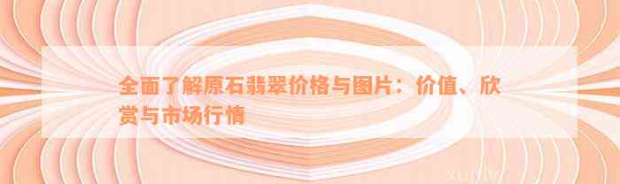 全面了解原石翡翠价格与图片：价值、欣赏与市场行情