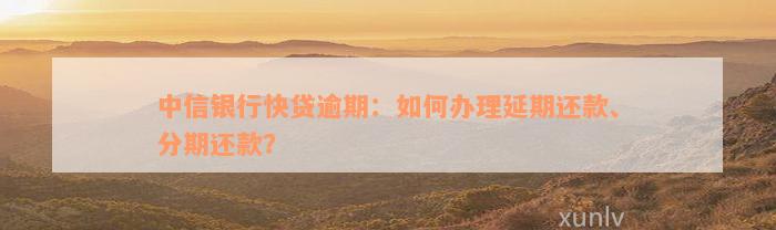 中信银行快贷逾期：如何办理延期还款、分期还款？