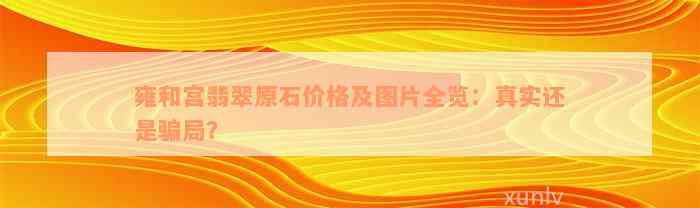 雍和宫翡翠原石价格及图片全览：真实还是骗局？