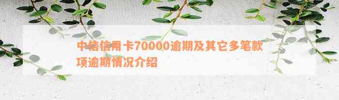 中信信用卡70000逾期及其它多笔款项逾期情况介绍