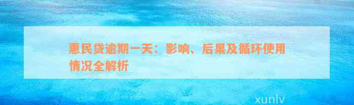 惠民贷逾期一天：影响、后果及循环使用情况全解析