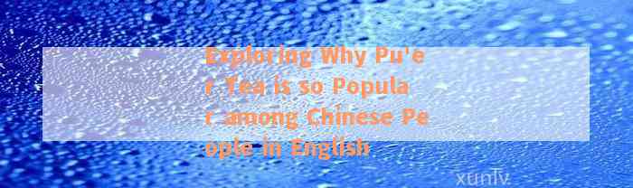 Exploring Why Pu'er Tea is so Popular among Chinese People in English