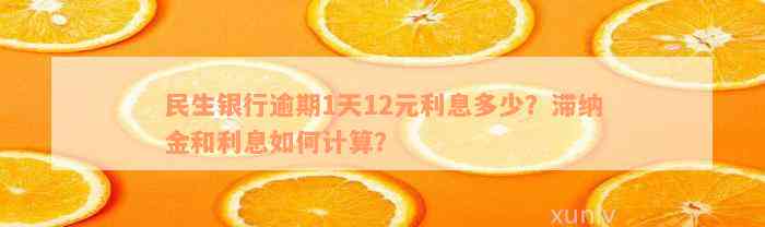 民生银行逾期1天12元利息多少？滞纳金和利息如何计算？