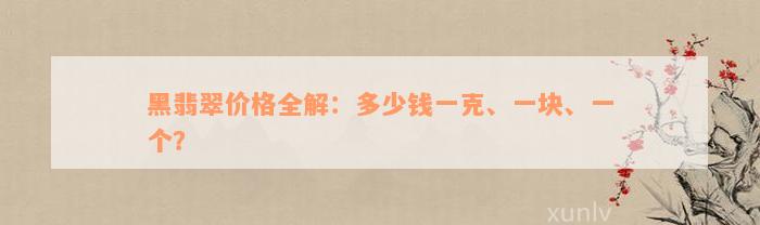 黑翡翠价格全解：多少钱一克、一块、一个？