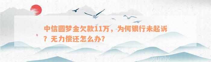 中信圆梦金欠款11万，为何银行未起诉？无力偿还怎么办？