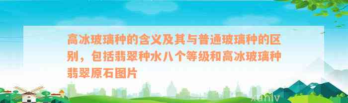 高冰玻璃种的含义及其与普通玻璃种的区别，包括翡翠种水八个等级和高冰玻璃种翡翠原石图片