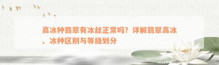 高冰种翡翠有冰丝正常吗？详解翡翠高冰、冰种区别与等级划分