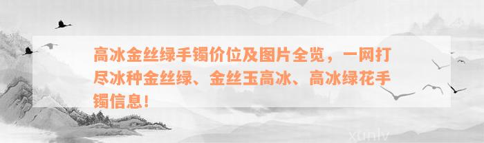 高冰金丝绿手镯价位及图片全览，一网打尽冰种金丝绿、金丝玉高冰、高冰绿花手镯信息！