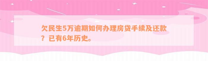 欠民生5万逾期如何办理房贷手续及还款？已有6年历史。