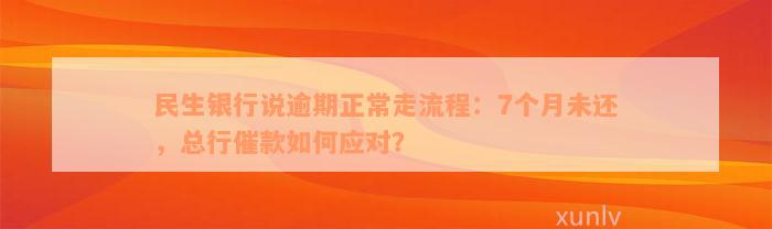 民生银行说逾期正常走流程：7个月未还，总行催款如何应对？