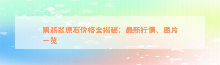 黑翡翠原石价格全揭秘：最新行情、图片一览