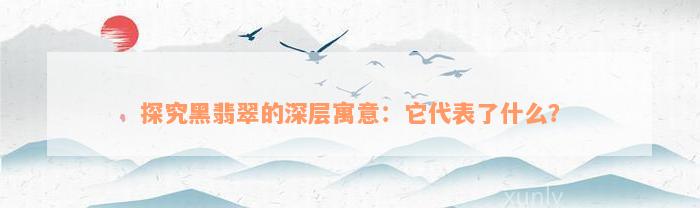 探究黑翡翠的深层寓意：它代表了什么？