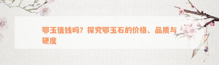 鄂玉值钱吗？探究鄂玉石的价格、品质与硬度