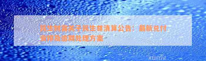 民生财富关于民生尊清算公告：最新兑付安排及逾期处理方案