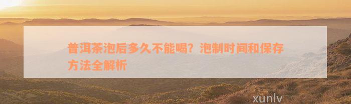 普洱茶泡后多久不能喝？泡制时间和保存方法全解析