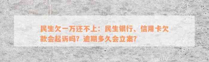 民生欠一万还不上：民生银行、信用卡欠款会起诉吗？逾期多久会立案？