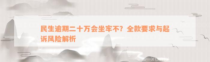 民生逾期二十万会坐牢不？全款要求与起诉风险解析