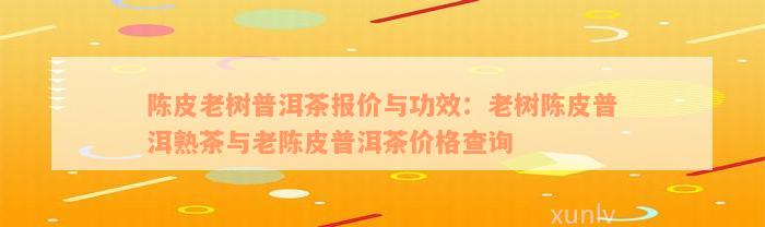 陈皮老树普洱茶报价与功效：老树陈皮普洱熟茶与老陈皮普洱茶价格查询