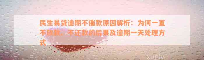 民生易贷逾期不催款原因解析：为何一直不放款、不还款的后果及逾期一天处理方式