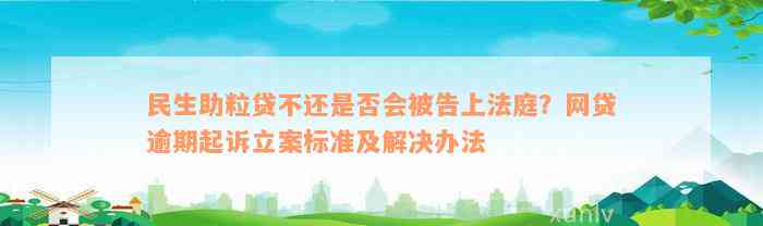 民生助粒贷不还是否会被告上法庭？网贷逾期起诉立案标准及解决办法