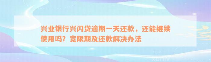 兴业银行兴闪贷逾期一天还款，还能继续使用吗？宽限期及还款解决办法