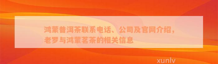 鸿蒙普洱茶联系电话、公司及官网介绍，老罗与鸿蒙茗茶的相关信息