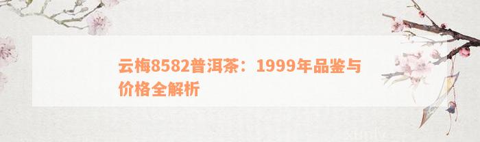 云梅8582普洱茶：1999年品鉴与价格全解析