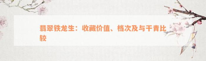 翡翠铁龙生：收藏价值、档次及与干青比较