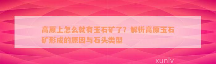 高原上怎么就有玉石矿了？解析高原玉石矿形成的原因与石头类型