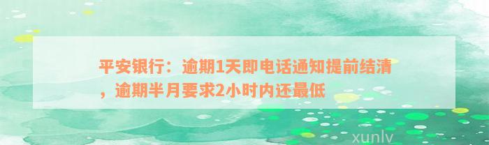 平安银行：逾期1天即电话通知提前结清，逾期半月要求2小时内还最低