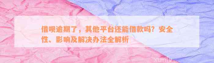 借呗逾期了，其他平台还能借款吗？安全性、影响及解决办法全解析