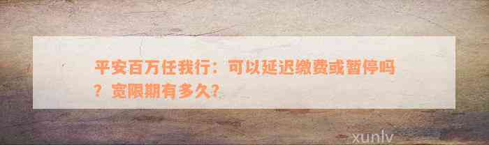 平安百万任我行：可以延迟缴费或暂停吗？宽限期有多久？