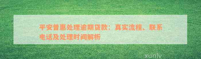 平安普惠处理逾期贷款：真实流程、联系电话及处理时间解析